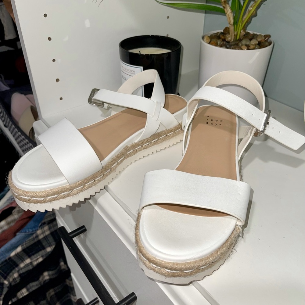 Wedge white sandals